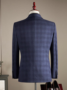 Ensemble de <span class=keywords><strong>costume</strong></span> d'affaires élégant à <span class=keywords><strong>carreaux</strong></span> <span class=keywords><strong>3</strong></span> pièces pour <span class=keywords><strong>homme</strong></span>, simple boutonnage, décontracté, pour garçons d'honneur, avec pantalon à braguette zippée - Product Image 5