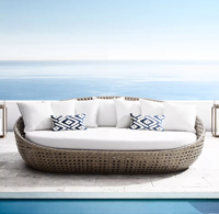 Sofá Cama de Ratán para Jardín y Terraza, Tumbona para Piscina, Cama de Ratán para Hotel y Villa, en Oferta
