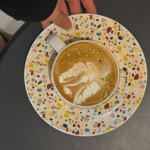 Tasse à café et soucoupe en céramique émaillée effet éclaboussures d'encre vintage avec anse, vente en gros pour la maison - Product Image 3