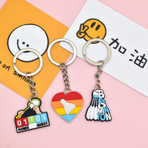 Porte-clés 2D en PVC populaires, breloques de chaussures en silicone gaufré, mousquetons en caoutchouc PVC, porte-clés de style académie de badminton en dessin animé - Product Image 3