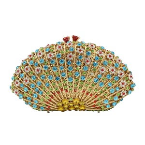 Women Glitter Fan Rhinestone Evening Bag for Women Classic Handbag with Removable Chain Gifts for Lover Friends - Product Image 1