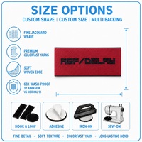 Étiquette tissée elliptique à bord découpé au laser pour logo de vêtements, accessoire pour maillots de club de rugby, contrats de volume pour fournisseurs