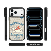 Coque de téléphone AG Feeling Black Edge avec dorure et motif chien 'Don't Care' pour iPhone 17, 17 Pro Max, 16 Pro, 15, 15 Pro Max, 15 Pro, 14 Pro Max – Coque magnétique