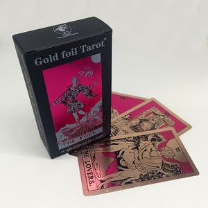 Divination 12x7cm Cartes de tarot en or Taille standard <span class=keywords><strong>pour</strong></span> débutants Jeu de société classique portable avec guide - Product Image 1