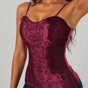 Viviblook ZTP1392 Women Summer Top New Slim Fit Off Shoulder Sleeveless Camisole with Chest Pad Tank Top for Women - Product Image 1