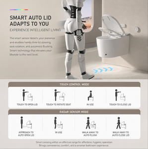 Wall Mounted Intelligent Toilet With Warm Water Dryer Automatic Opening Seat Minimalist Color Options Choose From Black White or - Product Image 6