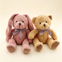Collection d'animaux en peluche Kawaii, fourrure bouclée ultra douce, panda, lapin, singe, logo personnalisé, jouet en peluche promotionnel pour boutique