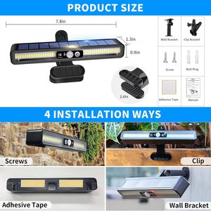 Luz <span class=keywords><strong>Solar</strong></span> <span class=keywords><strong>LED</strong></span> Monocristalina Súper Brillante para Exteriores, IP65, con Sensor, Batería de Iones de Litio, Distancia de Detección de 5-8m, Regulable, para Jardines - Product Image 4