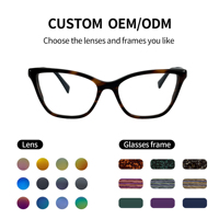 SHIAN SAO26 Monturas de Gafas Ópticas Unisex con Logotipo Personalizado, Modernas, Ligeras, Semi-Rimless, Estilo Ojo de Gato, Lentes de PC