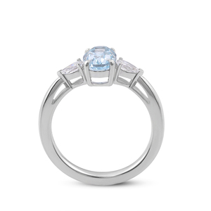 Кольцо из трех камней с сертификатом GRC 1.2ct аквамариновое сапфировое кольцо 18 карат белое золотое кольцо овальной формы ювелирные изделия унисекс - Product Image 4