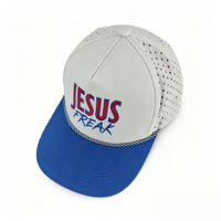 Casquette de camionneur personnalisée brodée de haute qualité, perforations découpées au laser, imperméable, 5 panneaux, casquette perforée à fermeture rapide