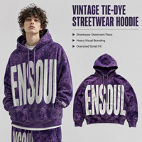 Sweat à capuche zippé oversize en molleton bouclette effet délavé tie-dye personnalisé avec grande impression frontale style streetwear pour homme OEM ODM
