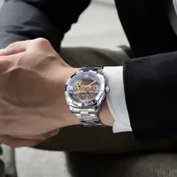 Winner GMT1165 Hommes Transparent Design Montre Mécanique Automatique Squelette Bracelet en Acier Inoxydable Montre-Bracelet pour Hommes Montre Reloj