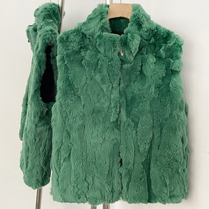 <span class=keywords><strong>Chaleco</strong></span> de Piel de <span class=keywords><strong>Conejo</strong></span> Rex Vintage con Capucha para <span class=keywords><strong>Mujer</strong></span>, Abrigo Corto sin Mangas para Otoño e Invierno - Product Image 4