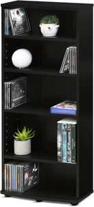 Black 4-Tier Adjustable Multimedia <strong>Storage</strong> <strong>Tower</strong>, Curved Base DVD <strong>CD</strong> Rack for Living Room Home Office - Product Image 5