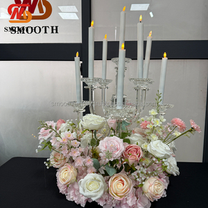 Candélabre en cristal transparent LEDA à 9 bras pour décoration de table de mariage, centre de table pour événements et célébrations de la Saint-Valentin - Product Image 2