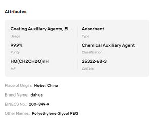 Polvo de PEG con una Pureza del 99,9%, CAS 25322-68-3, Adsorbente, Grado Industrial y Cosmético, Materia Prima de Grado USP - Product Image 6