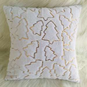 Amity Fábrica Atacado Single Sided Plush Natal Ouro e Prata Lantejoula Bordado Decoração Almofada Cobre Uso Doméstico Sofás - Product Image 3
