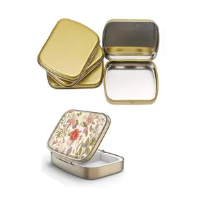Small Tins with Lids Metal Tin Box Manufacturer Custom Rectangular Empty Hinged Tin Box for Storage Drawing Pin Jewelry Crafts