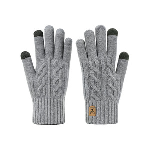 Deer Brand Knitted <b>Gloves</b> Men Full Finger Thermal <b>Touchscreen</b> Warm Riding <b>Gloves</b> Solid Color Thickened Insulated Style Commute - Product Image 5