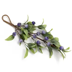 Kerst Swags Teardrop Blauwe Bessen Groene Bladeren Muur Ornament Kunstmatige Krans Garland Voor Xmas Decoratie