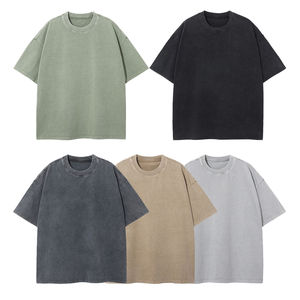 Logotipo personalizado lavado ácido Vintage 100% algodón 275GSM Streetwear gráfico camiseta Unisex ropa de punto de peso pesado - Product Image 6