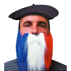 Ec 2024 Franse Vlag Kleur Kunstmatige Baard Snor Bart Frankrijk