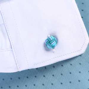 Gemelli Personalizzati in Seta Bicolore con Nodo per Uomo - Product Image 2