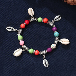 Seashell <b>Bracelet</b> Women's Bohemian Style Multicolor Beads Tibetan Silver Charm Gift Jewelry Yiwu Origin - Product Image 2