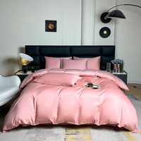 Parure de lit de luxe en coton à fibres longues, 4 pièces, soyeuse, douce, respirante, en satin, pour maison moderne et hôtel 5 étoiles