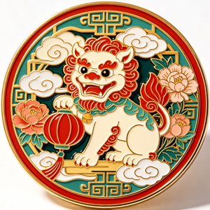 Pièce commémorative en fer plaqué style chinois, jeton souvenir rond en métal, animal porte-bonheur, objet de collection pour décoration intérieure ou cadeau - Product Image 1