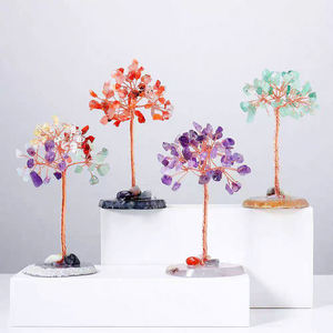 Commercio all'ingrosso fatto a mano sette Chakra agata albero di cristallo denaro albero ornamenti in resina Base albero della fortuna Laser pietra naturale <span class=keywords><strong>souvenir</strong></span> - Product Image 1
