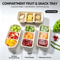 Kleine op maat gemaakte, biologisch afbreekbare, magnetronbestendige verpakking van papierpulp voor fruit en gebak, 3-delige doos