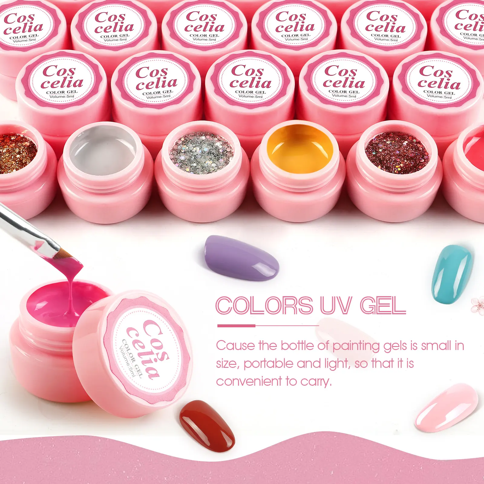 UV Gel Nail Polish 30 Colours Free HEMA Wholesale Nail Painting Gel 5ml Soak Off Gel Polish Set For Nail Salon Custom Logo