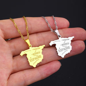 Collana con Ciondolo a Forma di Mappa della <span class=keywords><strong>Spagna</strong></span> Color Oro per Donne Gioielli con Catena Mappa Spagnola - Product Image 6