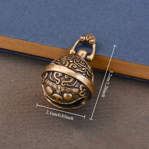 Portachiavi con Campana in Ottone Portafortuna Stile Feng Shui Cinese, Monete d'Oro, Monete dei Cinque Imperatori Retrò, Cordino per Telefono, Campane Taotie, Regali - Product Image 6