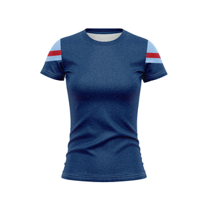 Women's Slim-Fit Smooth Sublimation Rugby Jersey, Custom Embroidered Green Red Striped NRL <b>T</b>-Shirt for AU NZ Fans - Product Image 3