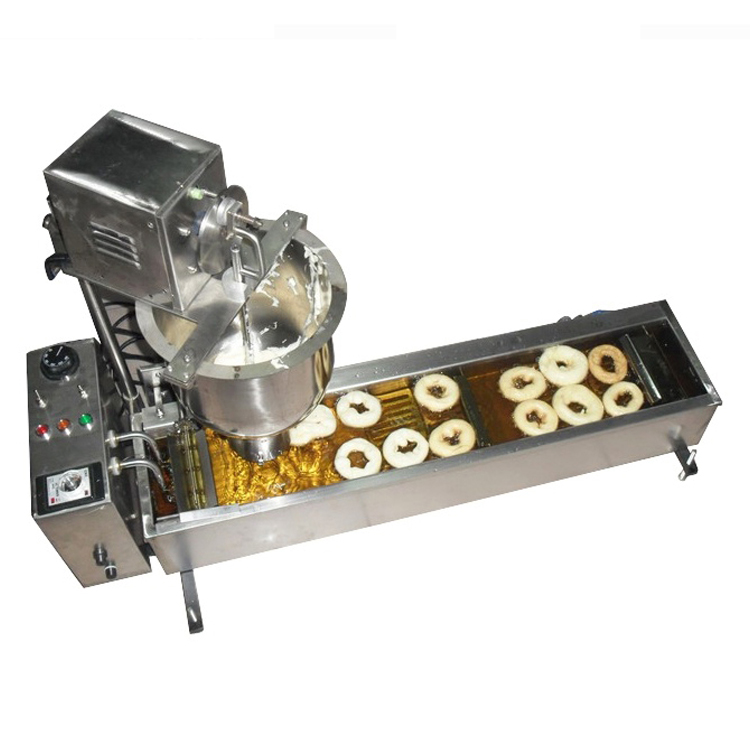 Freidora eléctrica de rosquillas automática, máquina comercial con 3 moldes, 3KW, 300-500 Uds./Hr