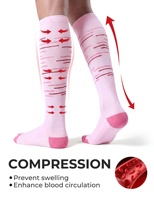 Chaussettes de compression montantes respirantes à rayures avec rembourrage ciblé pour la course, la randonnée, la grossesse, les voyages et le quotidien