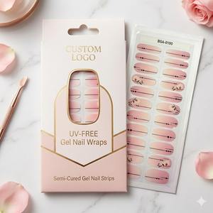 Bandes de vernis à <span class=keywords><strong>ongles</strong></span> semi-durcis Sheer Blush Aura avec accents botaniques minimalistes pour la vente au détail en boutique - Product Image 1