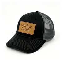 Gorra Trucker de Malla de Algodón de 6 Paneles con Logotipo Bordado en Relieve de Calidad Premium Personalizada y Parche de Cuero Personalizado