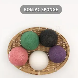 Kids Facial Cleansing Comfortable Baby Body Sponge Face Wash Degradable Hemisphere Shape Bamboo Charcoal Konjac Sponge