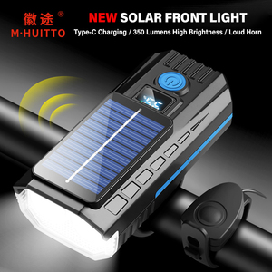<span class=keywords><strong>Lampe</strong></span> avant de vélo solaire 350LM avec charge double Type-C, klaxon filaire 120dB, affichage numérique de la puissance, étanche, <span class=keywords><strong>pour</strong></span> <span class=keywords><strong>VTT</strong></span> et vélo de route - Product Image 3