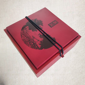 Caja de té de madera de alta gama personalizada, rectangular roja, hecha a mano, para almacenamiento de té. - Product Image 3