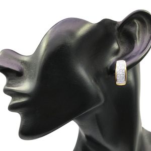 Ornaatis Princess Cut Diamond <b>Huggie</b> Hoop Earrings 2.09 Cttw 14K Yellow Gold Invisible Setting Women's Everyday Wear - Product Image 4