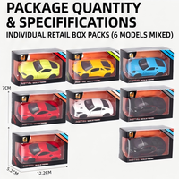 Mobil Mainan Diecast HTL 1:43, Mobil Sport Logam Alloy, Model Mobil Balap Tarik Mundur dengan 2 Pintu yang Dapat Dibuka untuk Anak-anak