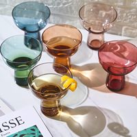 Juego de Cócteles Art Deco De Colores Martini Margarita, 6 Vasos Hechos a Mano, Sin Plomo, de Tallo Largo, 10 Onzas, Vasos Pastel para Margarita