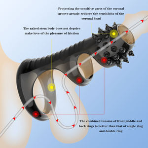 <span class=keywords><strong>Anneau</strong></span> de pénis pour homme, vibrateur, retardateur d'éjaculation, manchon avec sensation de toucher réel, usage pour adultes - Product Image 3