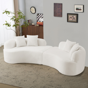 Curved Special-Shaped <b>Cream</b> Modular <b>Sofa</b> Set Small Apartment Clothing Store Beauty Salon B&B Office Rest Area Wood Sponge Hotels - Product Image 5