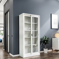 Armoire à dossiers en acier avec 2 portes coulissantes, armoire de rangement en métal, armoire à dossiers de bureau commerciale
